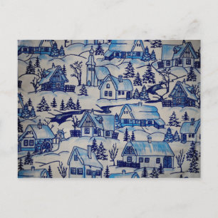 Vintage Blue Christmas Holiday Village