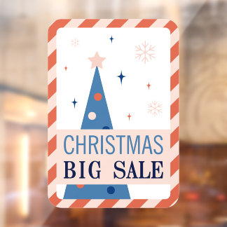 Vintage Blue Christmas Sale Window Cling