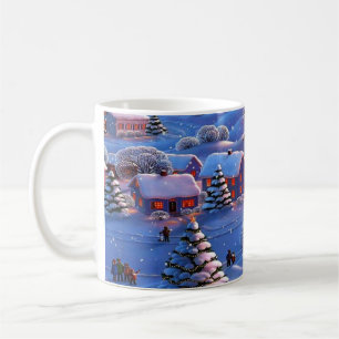Vintage Blue Christmas Winter Wonderland Snow Coffee Mug