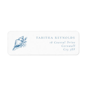 Vintage Blue Coastal Shell Wedding Return Address