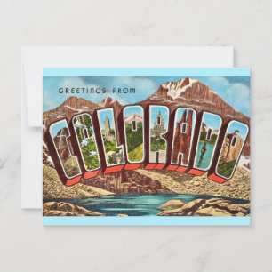 Vintage Blue Colorado Greeting Postcard