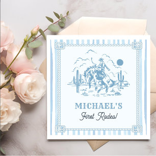 Vintage Blue Cowboy 1st Birthday Party Napkin