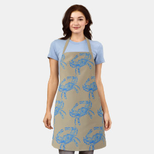 Vintage blue crab All-Over Print Apron