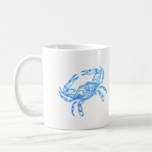 Vintage blue crab coffee mug