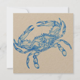 Vintage  blue  crab invitation