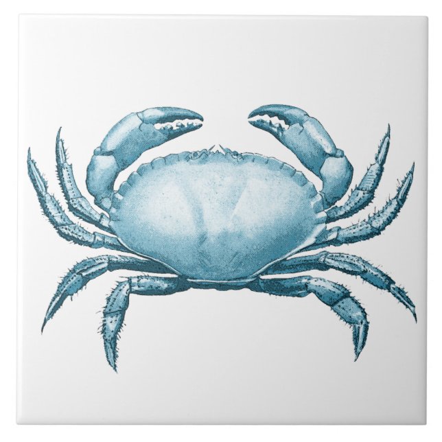 Vintage Blue Crab Nautical Wildlife and Seafood  Tile (Front)