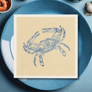 Vintage  blue  crab no2    napkin