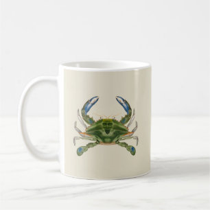 Vintage Blue Crab On A Cream Background Coffee Mug