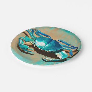 Vintage blue crab paper plate