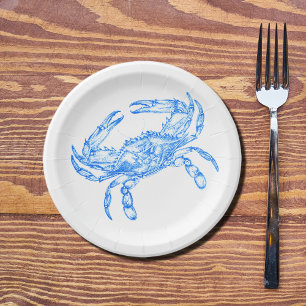 Vintage blue crab paper plate