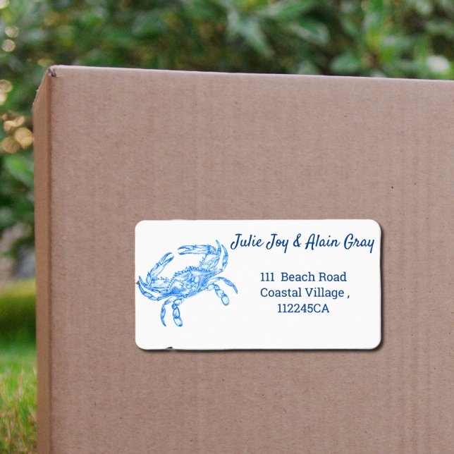 Vintage  blue  crab - personalised label (Creator Uploaded)