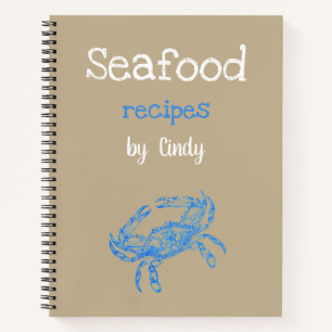 Vintage blue crab -personalised notebook