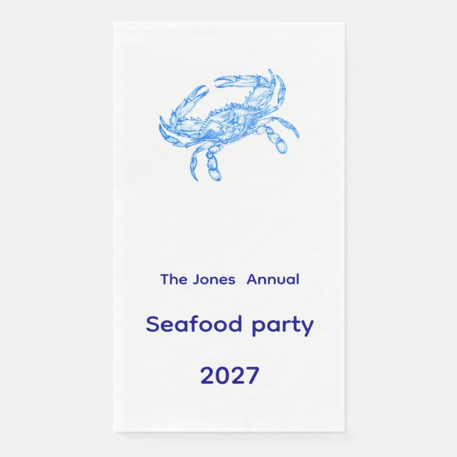 Vintage  blue  crab -personalizzed  napkin (Front)