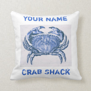 Vintage blue crab pillow
