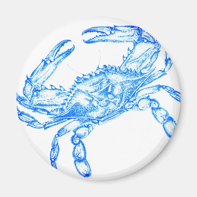 Vintage  blue  crab - round magnet (Front)