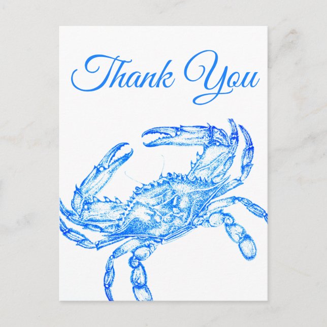 Vintage  blue  crab  -  thank you Postcard (Front)