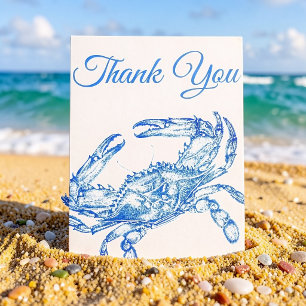 Vintage blue crab - thank you Postcard