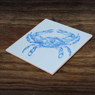 Vintage  blue  crab  tile