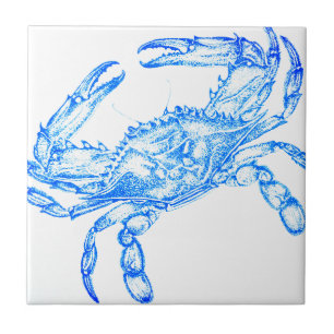 Vintage  blue  crab tile