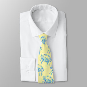 vintage blue crabs in cream tie