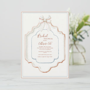 Vintage Blue Cream Frame Elegant Bridal Shower Invitation
