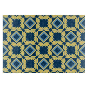 Vintage Blue & Cream Geometric Cutting Board