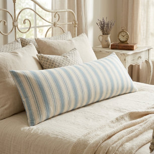 Vintage Blue & Cream Striped French Country Body Cushion