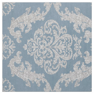Vintage blue damask  fabric