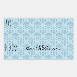 Vintage Blue Damask Gift Tag