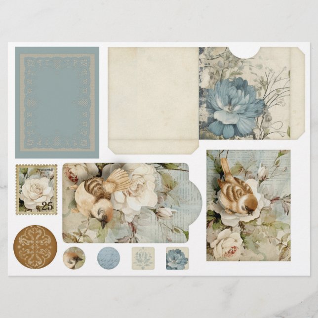 Vintage Blue Damask Pattern - Two of Four (Front)