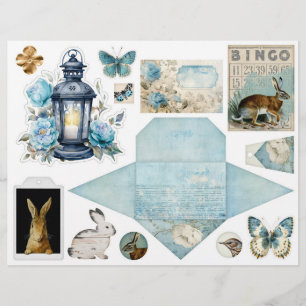 Vintage Blue Damask Pattern - Two of Four