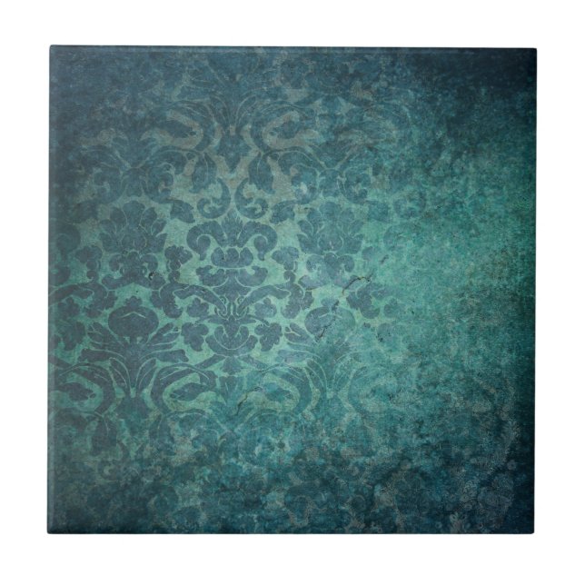 Vintage Blue Damask Tile (Front)