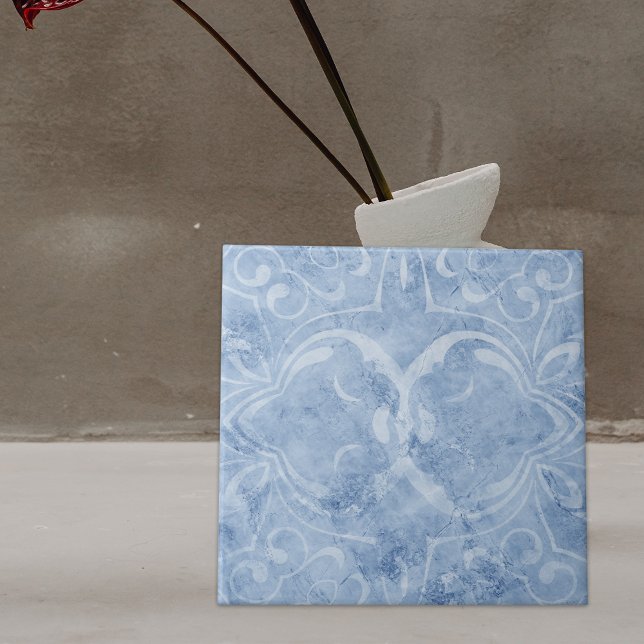 Vintage Blue Distressed Whitewashed Marble-Look Tile (Creator Uploaded)