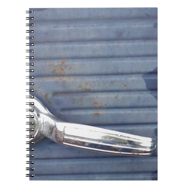 Vintage Blue Door, Silver Handle Notebook (Front)