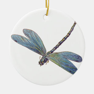Vintage Blue Dragonfly Ceramic Tree Decoration
