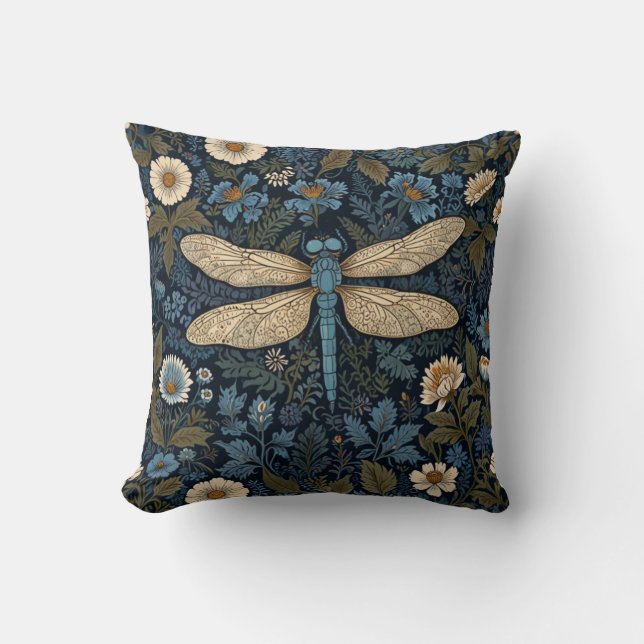 Vintage blue Dragonfly Cushion (Front)