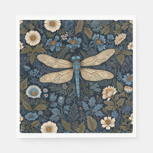 Vintage blue Dragonfly Napkin (Front)