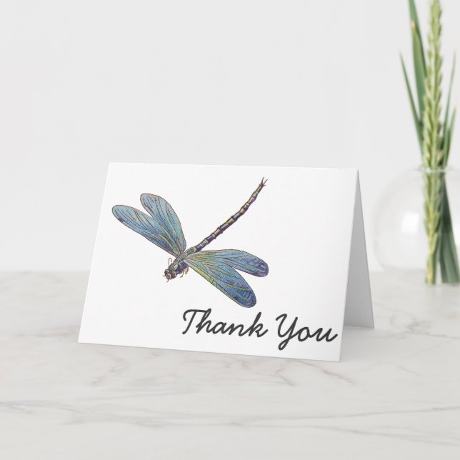 Vintage Blue Dragonfly Thank You Card (Front)