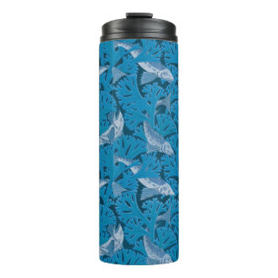 Vintage Blue Fish & Seaweed: Art Nouveau Nautical  Thermal Tumbler