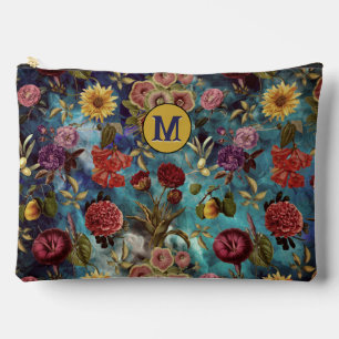 Vintage blue Floral Accessory Pouch