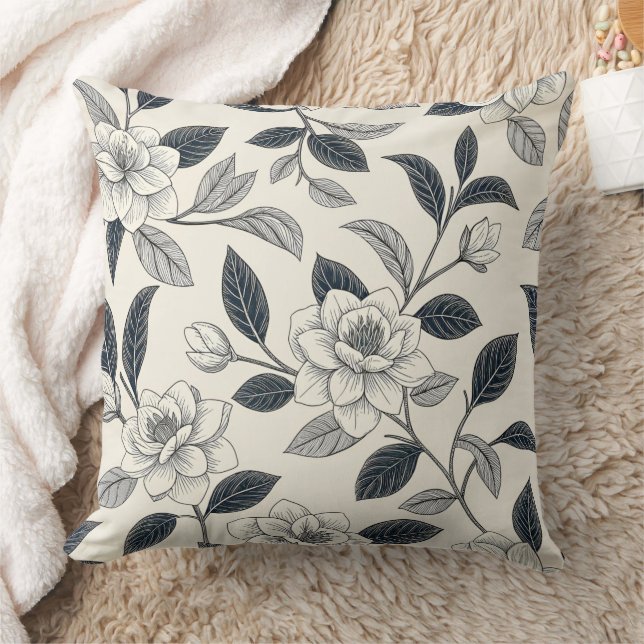 Vintage Blue Floral Botanical Pattern (2) Cushion (Blanket)