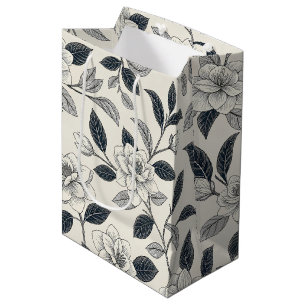 Vintage Blue Floral Botanical Pattern (2) Medium Gift Bag