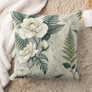 Vintage Blue Floral Botanical Pattern (4) Cushion