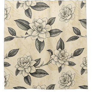 Vintage Blue Floral Botanical Pattern (7) Shower Curtain
