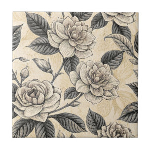 Vintage Blue Floral Botanical Pattern (9) Tile