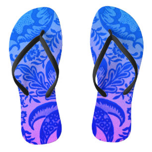 Vintage Blue Floral Botanical Pattern Flip Flops