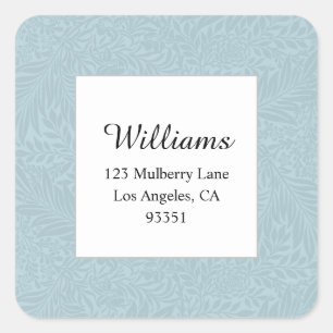 Vintage Blue Floral Botanical Return Address Square Sticker