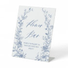 Vintage Blue Floral Bouquet Flower Bar Poster