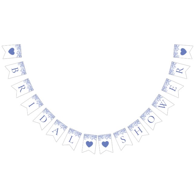 Vintage Blue Floral Bridal Shower Bunting Banner (All)
