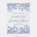Vintage Blue Floral Bridal Shower Welcome Sign<br><div class="desc">The "Vintage Blue Floral Bridal Shower Welcome Sign" is a charming and nostalgic sign designed to welcome guests to a bridal shower with a vintage theme. The title suggests a classic and elegant design featuring blue floral motifs, adding a touch of sophistication and romance to the sign. This sign is...</div>